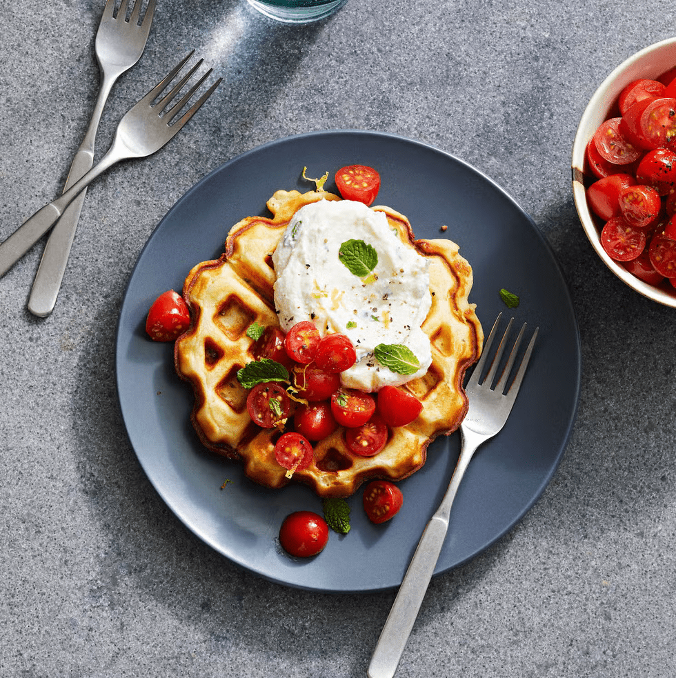 Parmesan Waffles with Lemon Ricotta