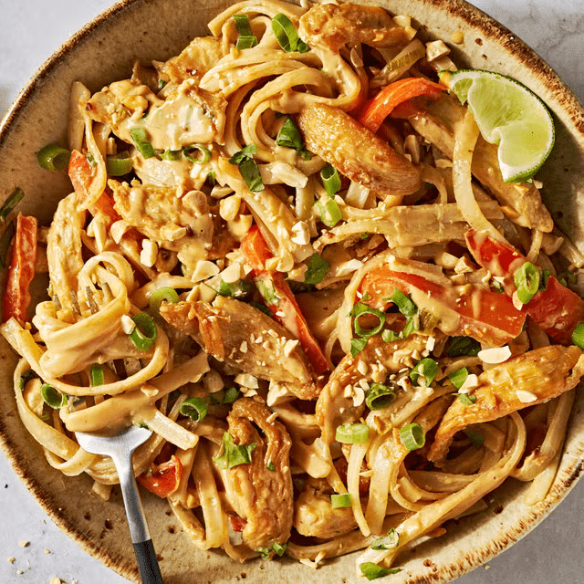 Creamy Peanut Lime Chicken With Noodles